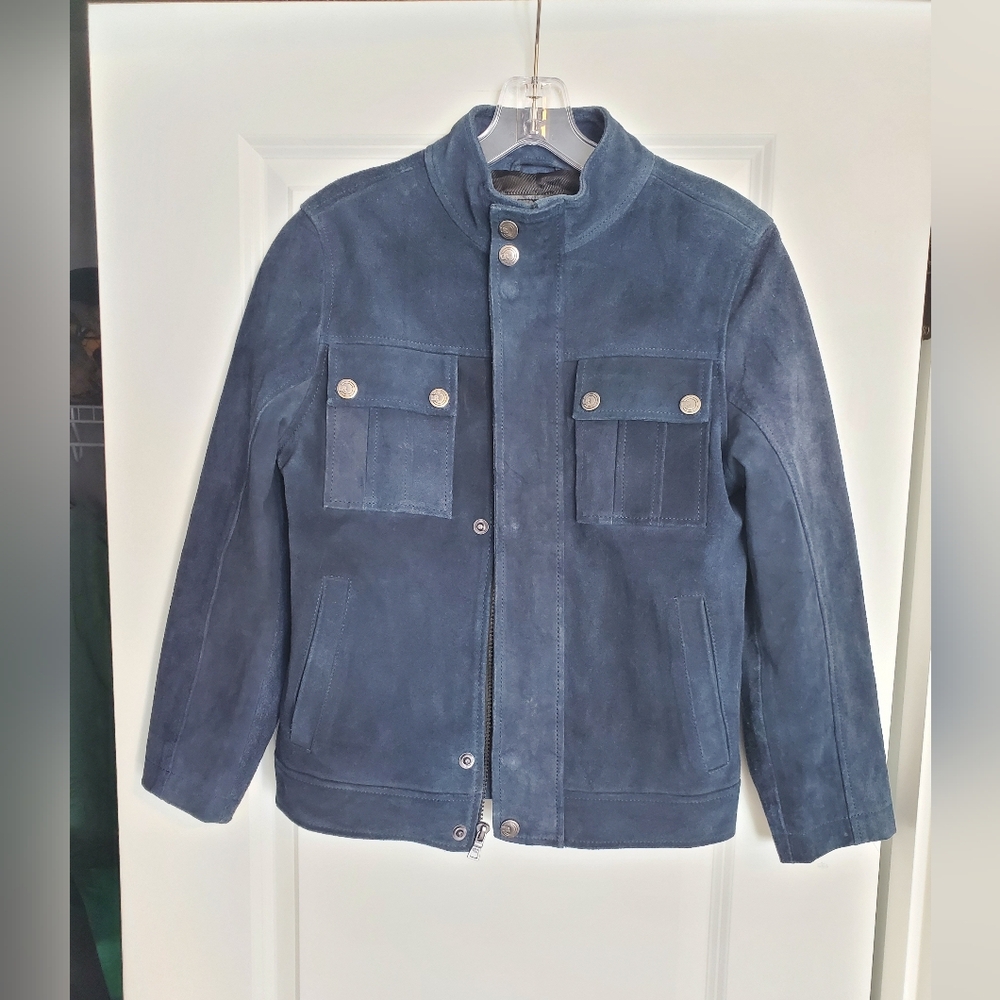 Urban Republic Blue Leather Jacket Sz Med